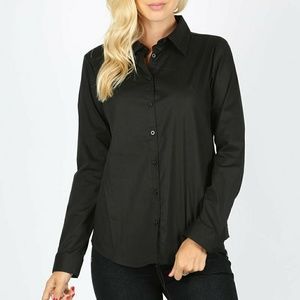 Black Button Up Collared Shirt